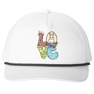 Funny Love Bunny Floral Easter Day Leopard Snapback Five-Panel Rope Hat