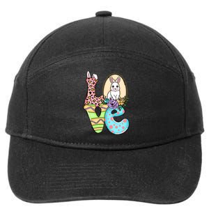 Funny Love Bunny Floral Easter Day Leopard 7-Panel Snapback Hat