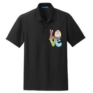 Funny Love Bunny Floral Easter Day Leopard Dry Zone Grid Polo