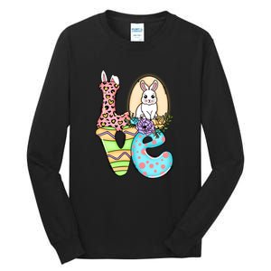 Funny Love Bunny Floral Easter Day Leopard Tall Long Sleeve T-Shirt