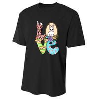 Funny Love Bunny Floral Easter Day Leopard Performance Sprint T-Shirt