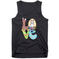 Funny Love Bunny Floral Easter Day Leopard Tank Top