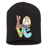 Funny Love Bunny Floral Easter Day Leopard Short Acrylic Beanie