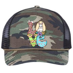 Funny Love Bunny Floral Easter Day Leopard Retro Rope Trucker Hat Cap