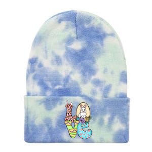 Funny Love Bunny Floral Easter Day Leopard Tie Dye 12in Knit Beanie