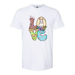 Funny Love Bunny Floral Easter Day Leopard Softstyle CVC T-Shirt