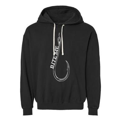 Fishing Lovers Bite Me Fisherman Funny Fishing Gift Garment-Dyed Fleece Hoodie