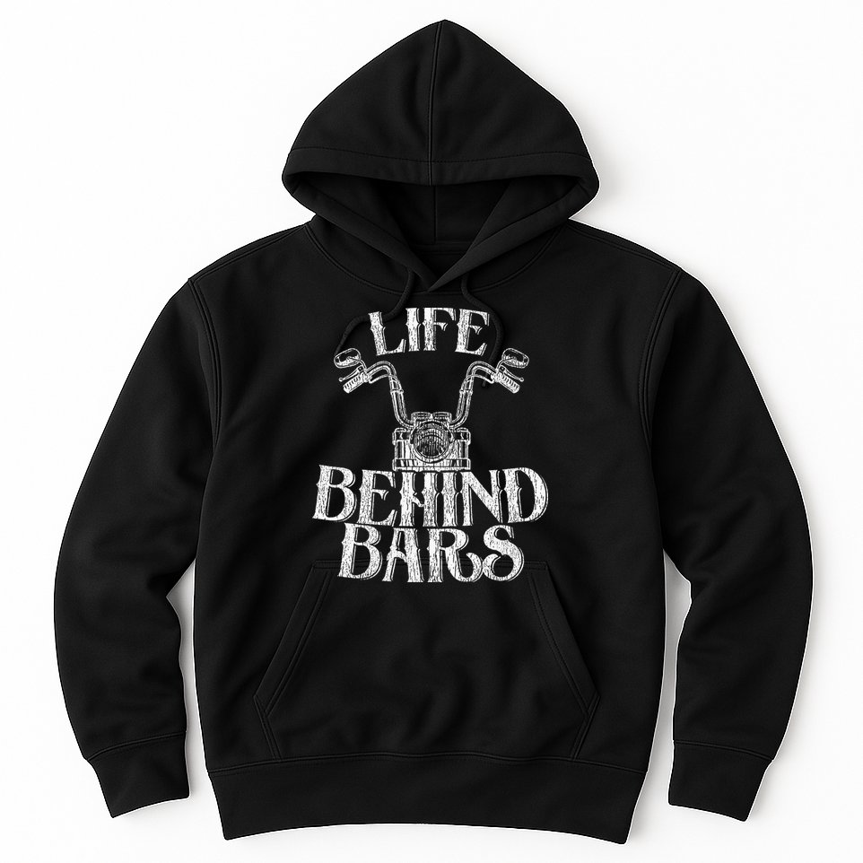 Funny Life Behind Bars Distressed Motorcycle Hoodie