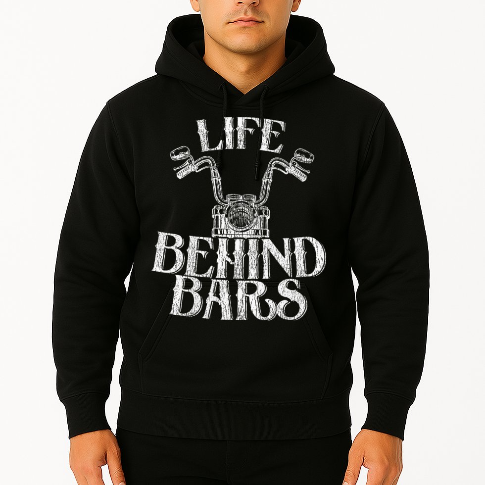 Funny Life Behind Bars Distressed Motorcycle Hoodie