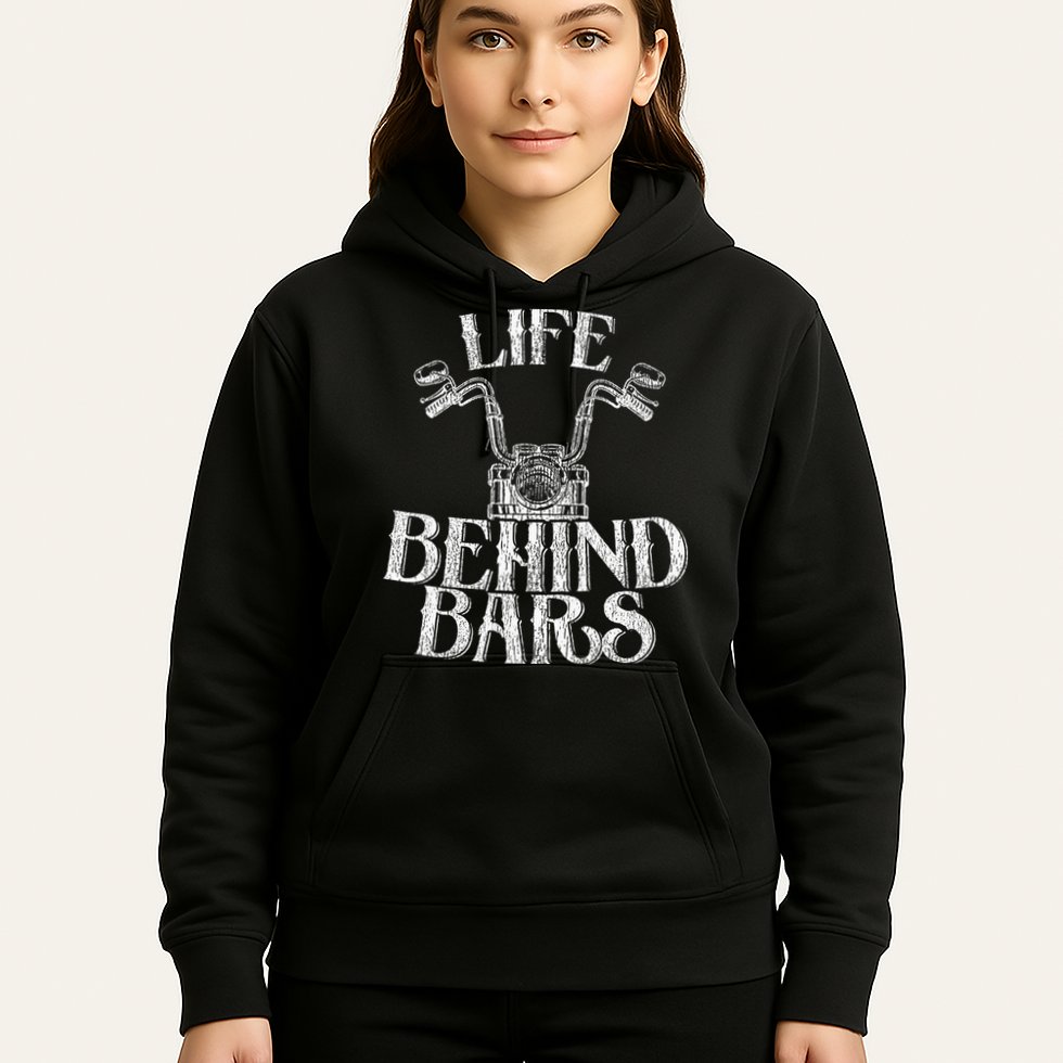 Funny Life Behind Bars Distressed Motorcycle Hoodie