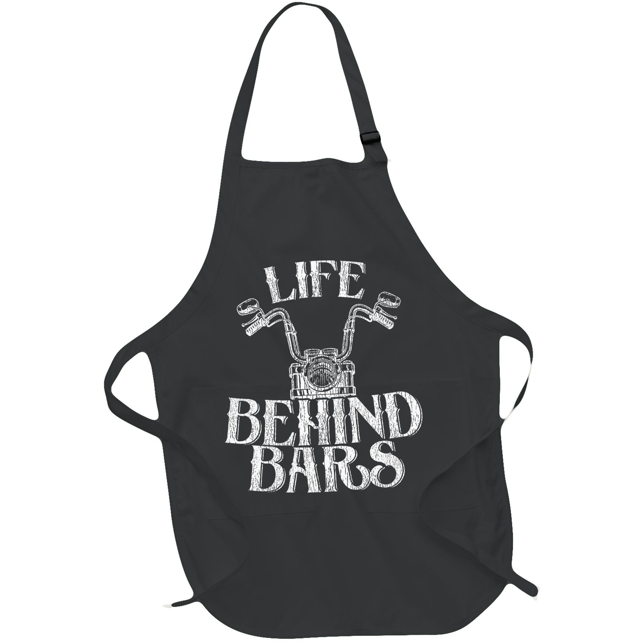 Funny Life Behind Bars Distressed Motorcycle Apron
