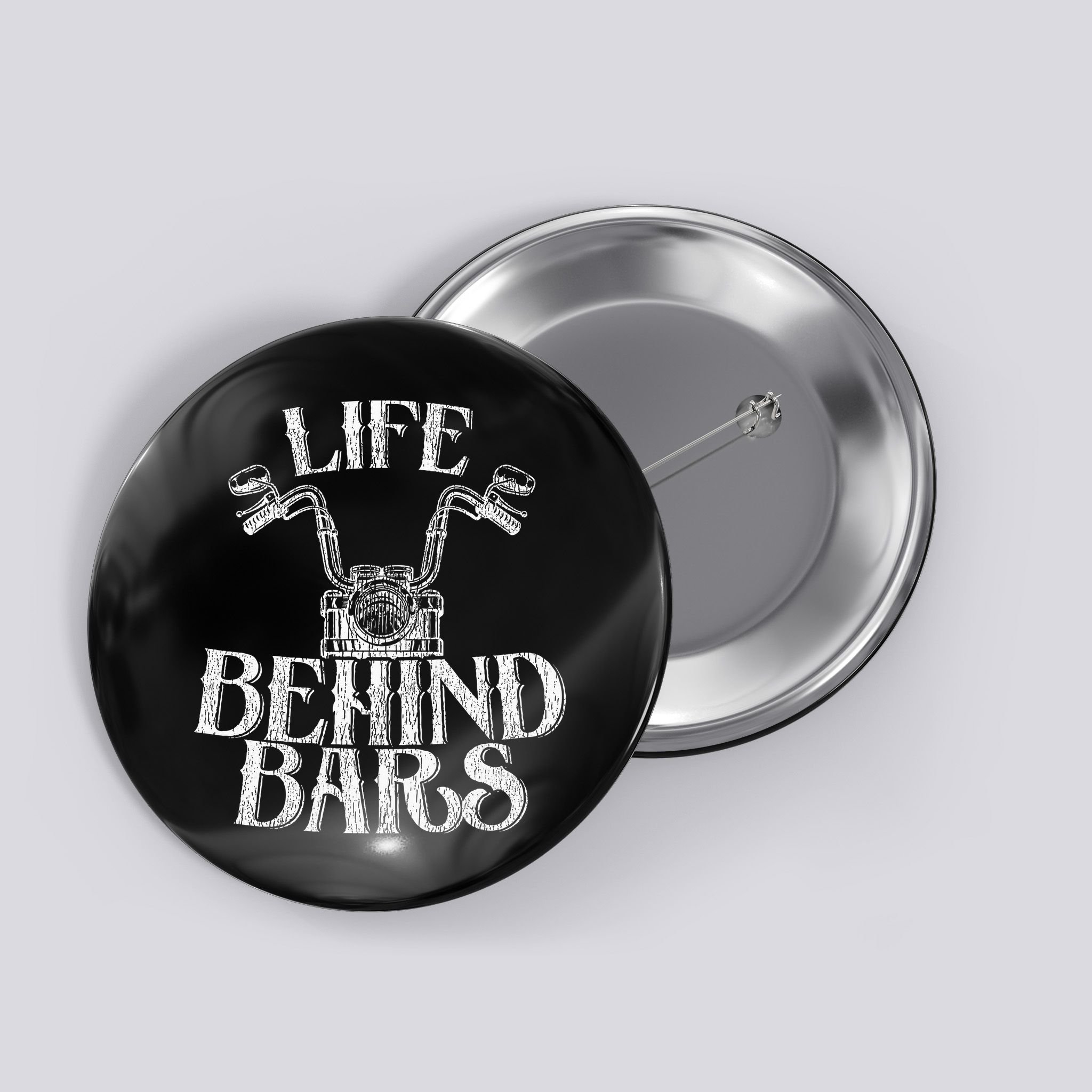 Funny Life Behind Bars Distressed Motorcycle Button