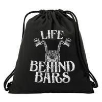 Funny Life Behind Bars Distressed Motorcycle Drawstring Bag