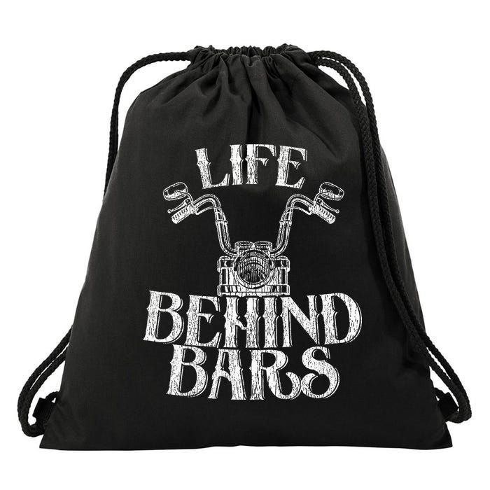 Funny Life Behind Bars Distressed Motorcycle Drawstring Bag