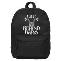 Funny Life Behind Bars Distressed Motorcycle 16 in Basic Backpack