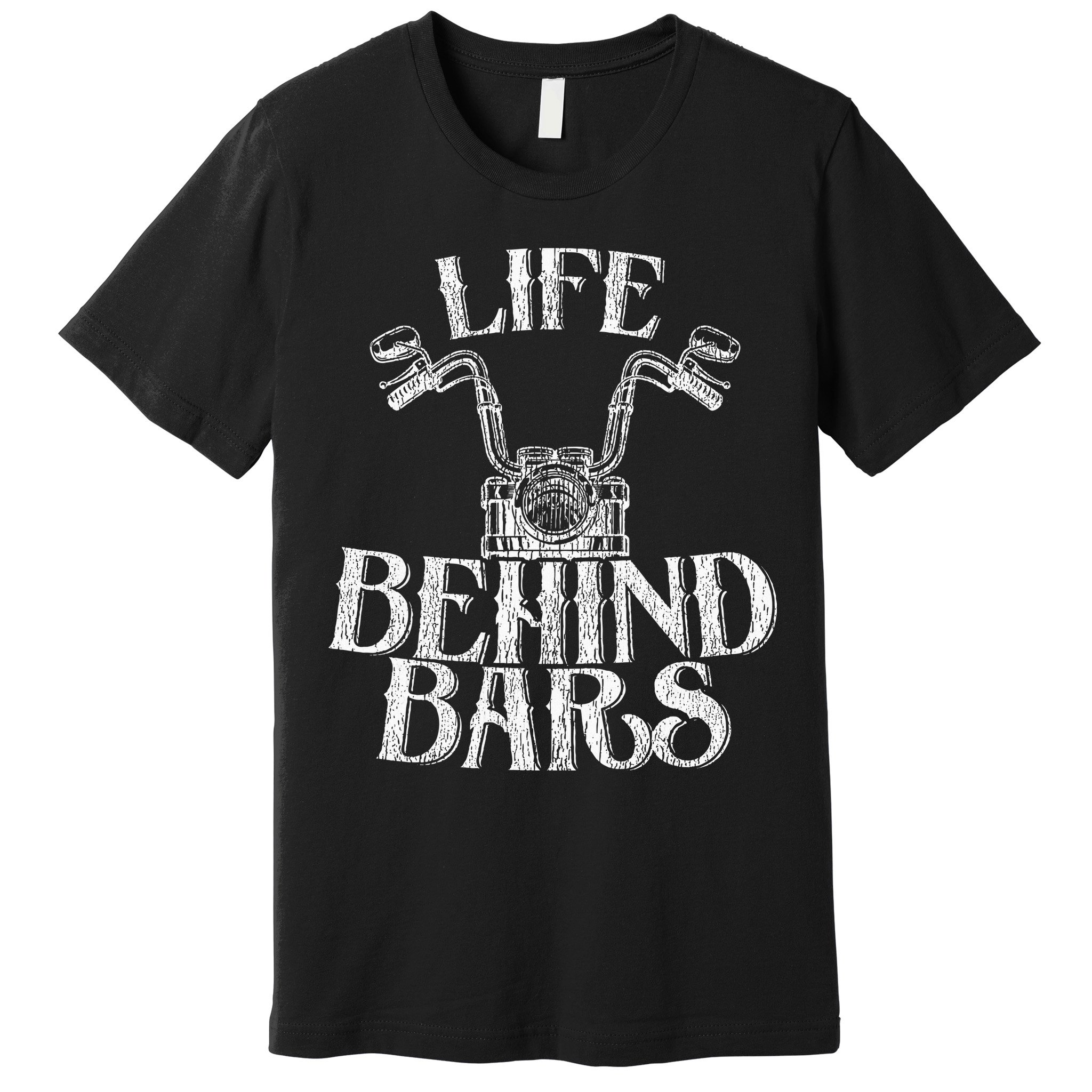Funny Life Behind Bars Distressed Motorcycle Premium T-Shirt