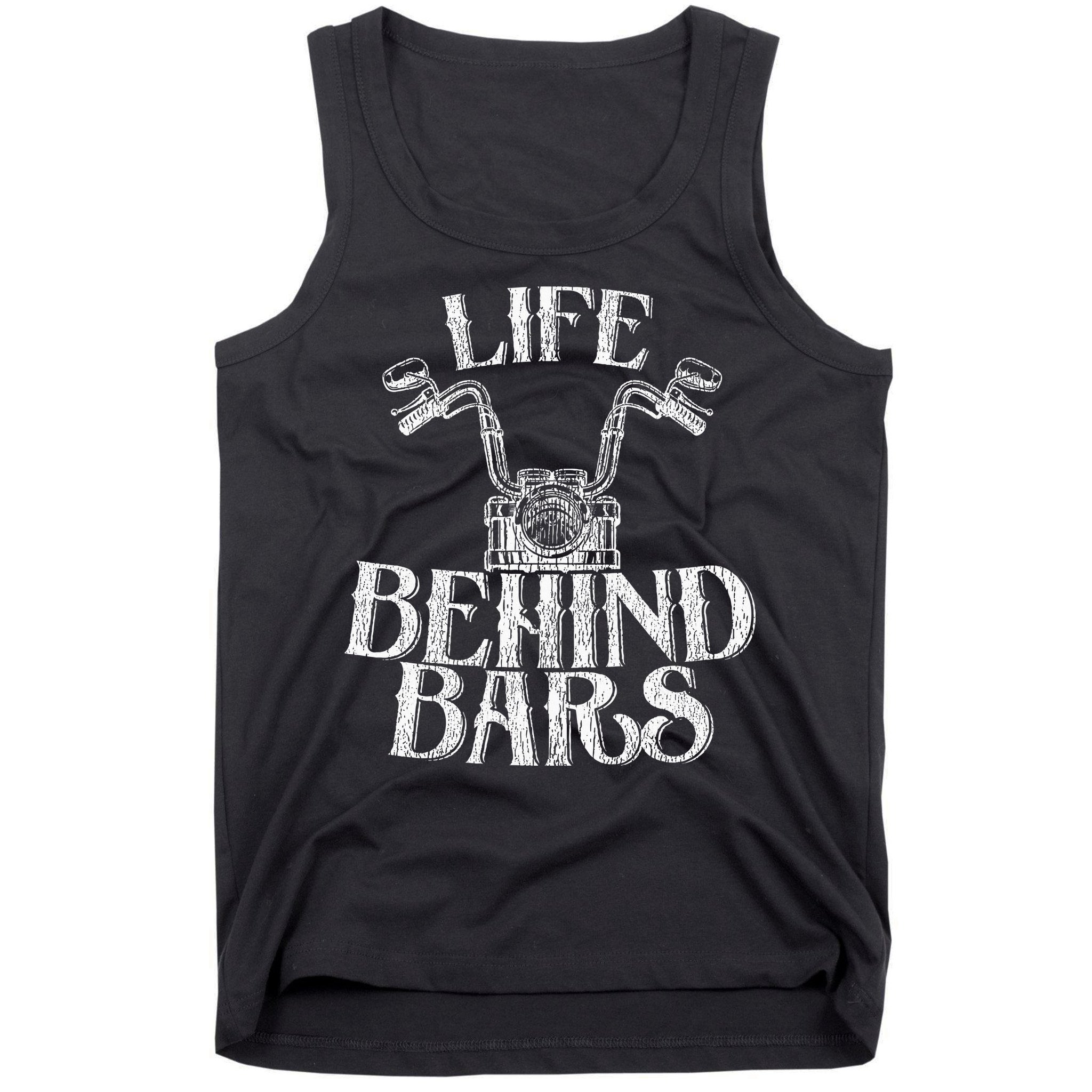 Funny Life Behind Bars Distressed Motorcycle Tank Top