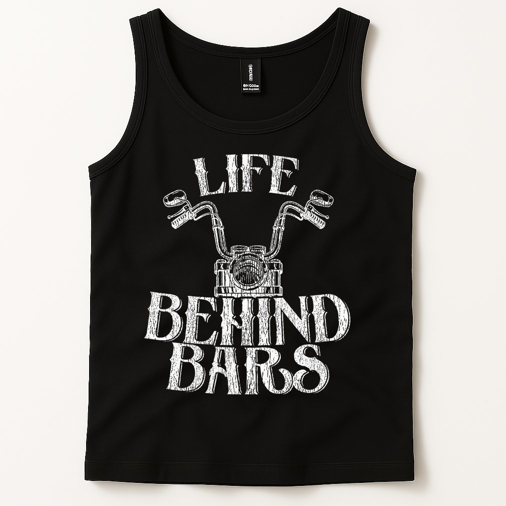 Funny Life Behind Bars Distressed Motorcycle Tank Top