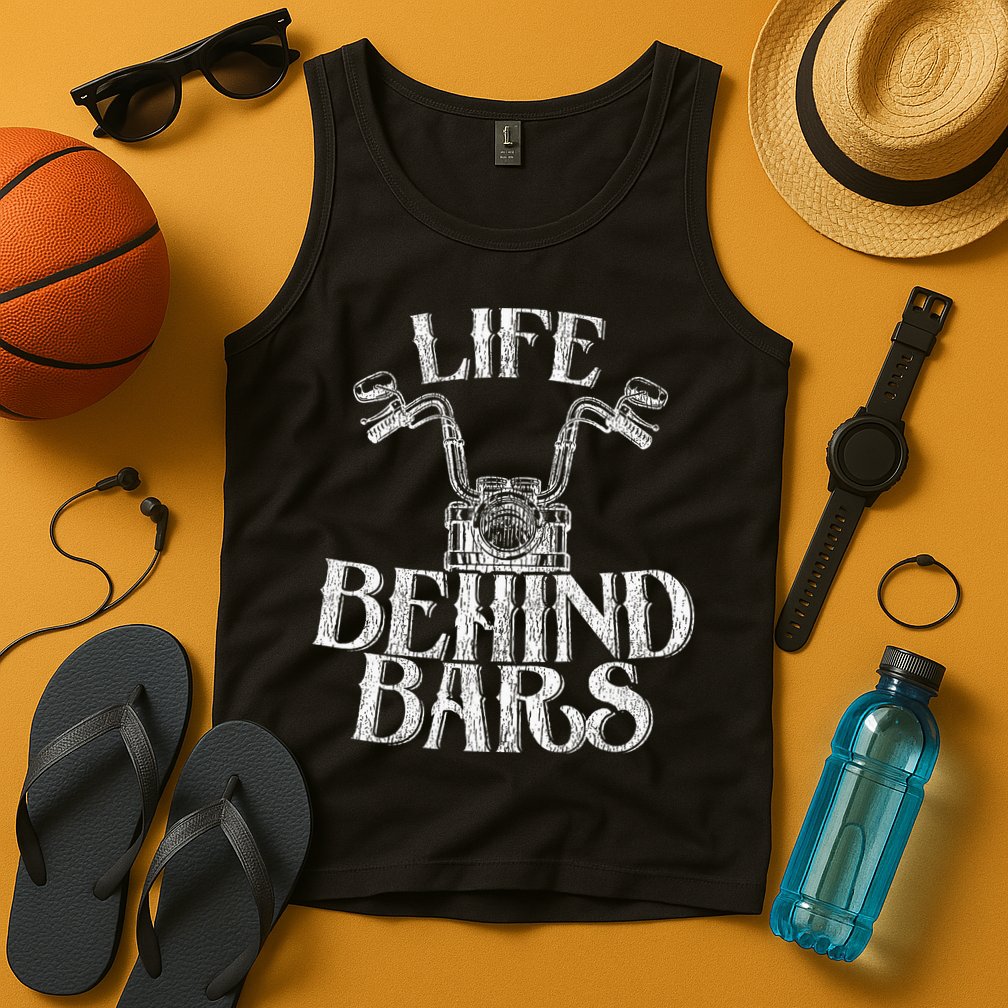 Funny Life Behind Bars Distressed Motorcycle Tank Top