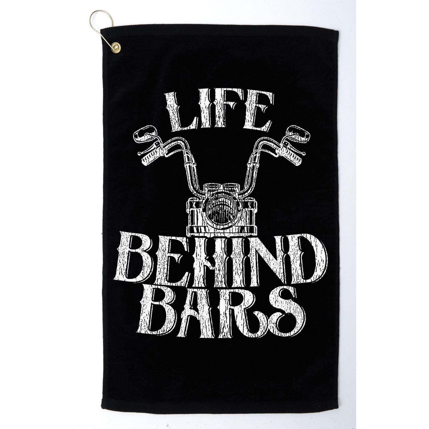 Funny Life Behind Bars Distressed Motorcycle Golf Towel