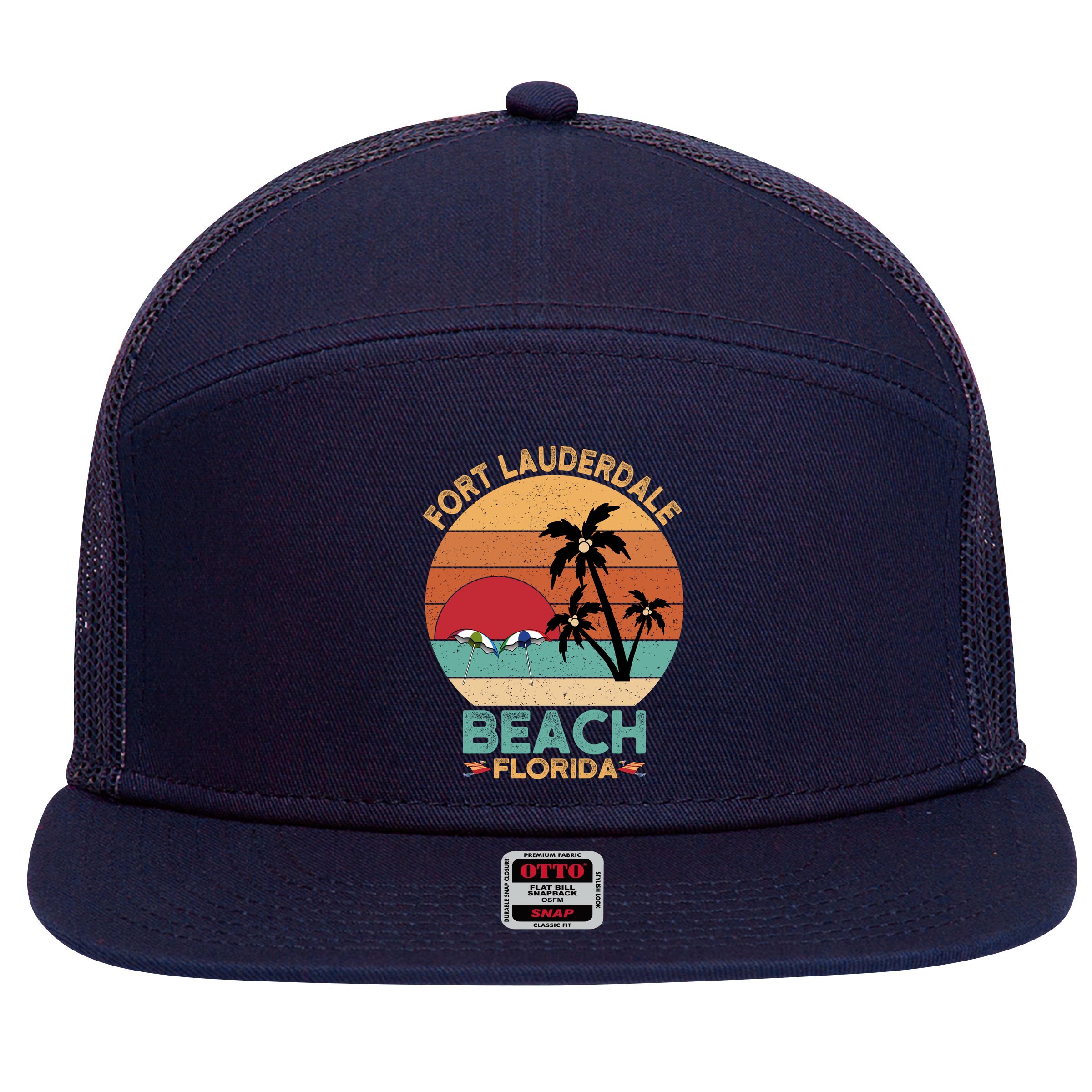 Fort Lauderdale Beach Florida Sunset 7 Panel Mesh Trucker Snapback Hat