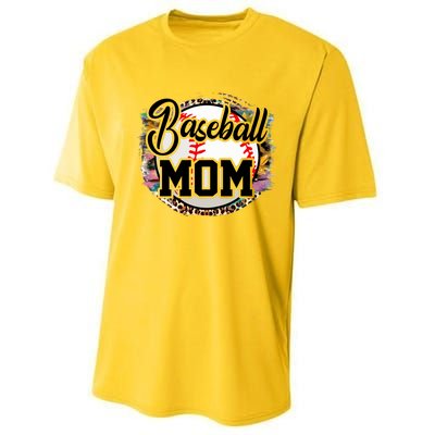 Funny Leopard Baseball Mom Life Funny Gift Game Day Vibes Great Gift Performance Sprint T-Shirt