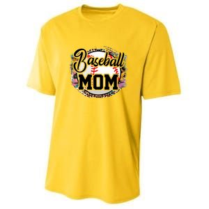 Funny Leopard Baseball Mom Life Funny Gift Game Day Vibes Great Gift Youth Performance Sprint T-Shirt