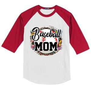 Funny Leopard Baseball Mom Life Funny Gift Game Day Vibes Great Gift Kids Colorblock Raglan Jersey