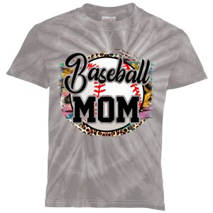 Funny Leopard Baseball Mom Life Funny Gift Game Day Vibes Great Gift Kids Tie-Dye T-Shirt