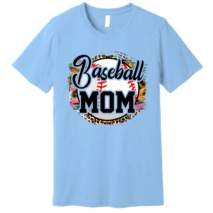 Funny Leopard Baseball Mom Life Funny Gift Game Day Vibes Great Gift Premium T-Shirt