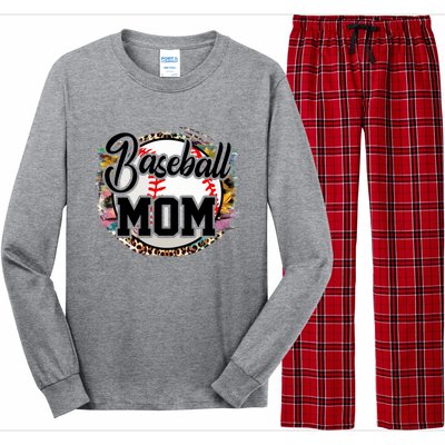 Funny Leopard Baseball Mom Life Funny Gift Game Day Vibes Great Gift Long Sleeve Pajama Set