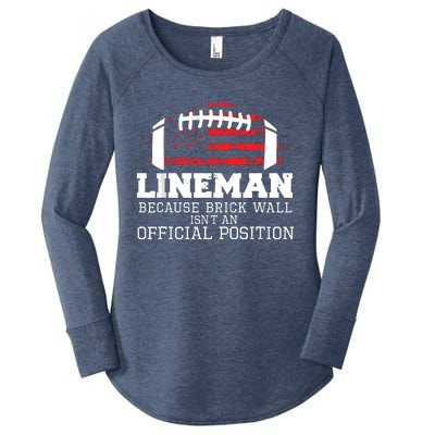 Football Lineman Because Brick Wall OLine DLine Lineman Women's Perfect Tri Tunic Long Sleeve Shirt