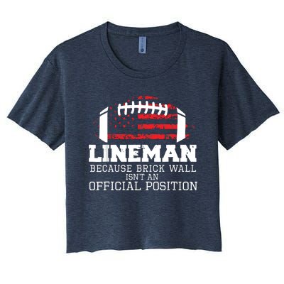 Football Lineman Because Brick Wall OLine DLine Lineman Women's Crop Top Tee