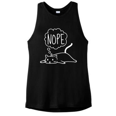 Funny Lazy Bored Cat For Cat Mom Cat Dad Cat Lover No Meme Ladies PosiCharge Tri-Blend Wicking Tank