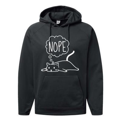 Funny Lazy Bored Cat For Cat Mom Cat Dad Cat Lover No Meme Performance Fleece Hoodie