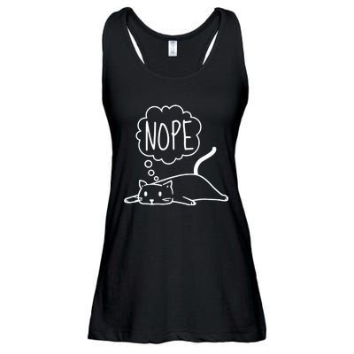 Funny Lazy Bored Cat For Cat Mom Cat Dad Cat Lover No Meme Ladies Essential Flowy Tank