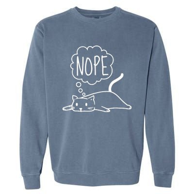 Funny Lazy Bored Cat For Cat Mom Cat Dad Cat Lover No Meme Garment-Dyed Sweatshirt