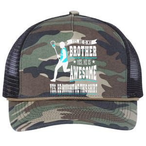 Funny Lacrosse Brother Game Day Goalie Field Lacrosse Player Retro Rope Trucker Hat Cap