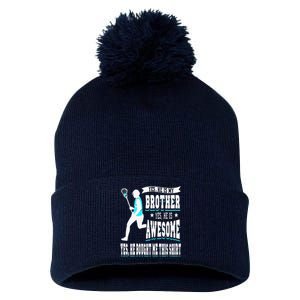 Funny Lacrosse Brother Game Day Goalie Field Lacrosse Player Pom Pom 12in Knit Beanie