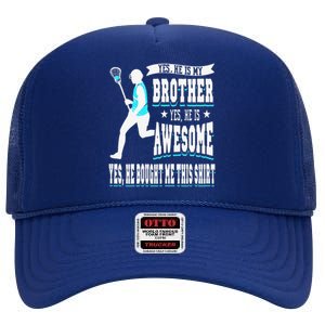 Funny Lacrosse Brother Game Day Goalie Field Lacrosse Player High Crown Mesh Back Trucker Hat