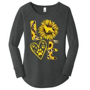 funny Love Cocker Spaniel Sunflower For Dog Lover Women's Perfect Tri Tunic Long Sleeve Shirt