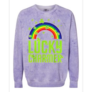 funny Lucky Charmer shamrock charm St patricks day irish Colorblast Crewneck Sweatshirt