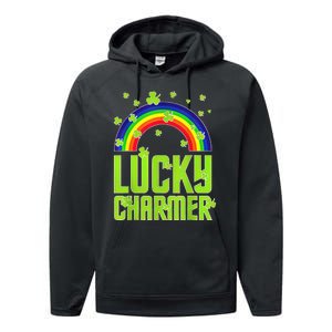 funny Lucky Charmer shamrock charm St patricks day irish Performance Fleece Hoodie