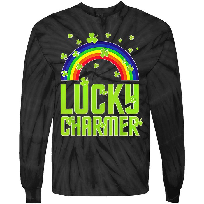 funny Lucky Charmer shamrock charm St patricks day irish Tie-Dye Long Sleeve Shirt