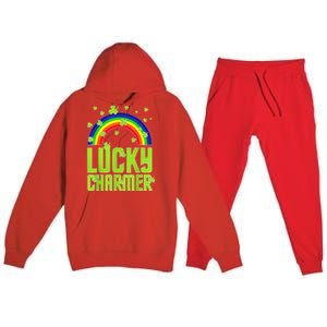 funny Lucky Charmer shamrock charm St patricks day irish Premium Hooded Sweatsuit Set