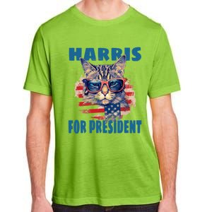 Funny Less Cat Lady Voting For Kamala Harris For Presid Gift Adult ChromaSoft Performance T-Shirt