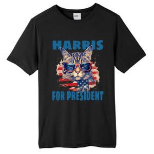 Funny Less Cat Lady Voting For Kamala Harris For Presid Gift Tall Fusion ChromaSoft Performance T-Shirt