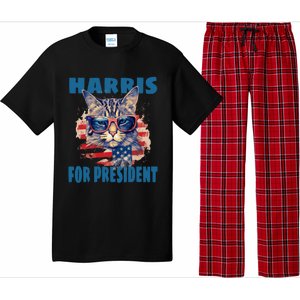 Funny Less Cat Lady Voting For Kamala Harris For Presid Gift Pajama Set