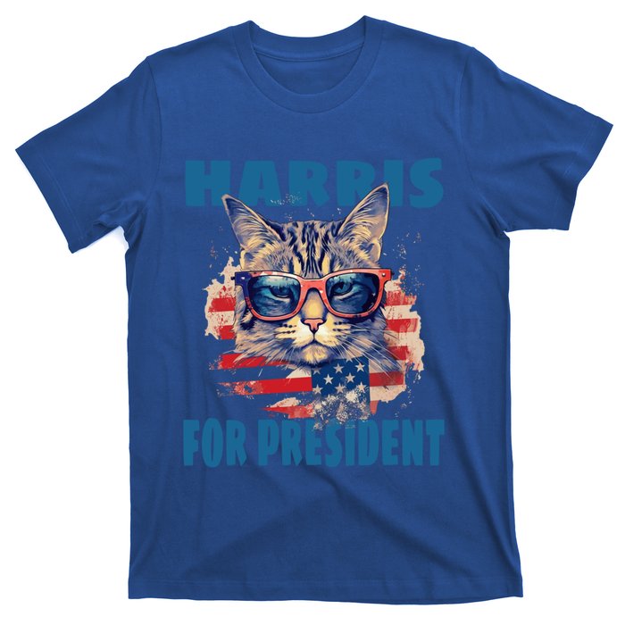 Funny Less Cat Lady Voting For Kamala Harris For Presid Gift T-Shirt