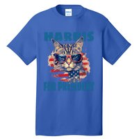 Funny Less Cat Lady Voting For Kamala Harris For Presid Gift Tall T-Shirt